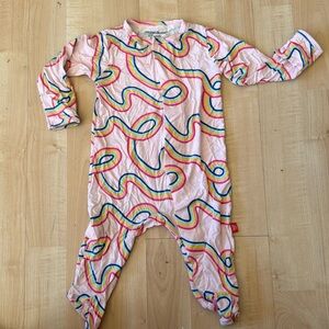 Magnetic Me Pink Rainbow bodysuit footed baby infant coverall onesie | 0 - 3 mos